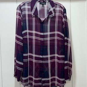 ***SALE*** Sheer Plaid Button Down Shirt, 2 Button Cuffs and Single Back Vent